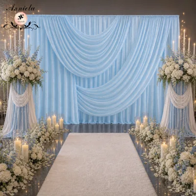 ANNIELU Pre-Sewn Pleated Valance Curtain Swag Drapes Glitter Sheer Tulle Ceilling Decoration for Wedding Ceremony Party Event