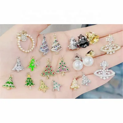 CH-CKP1176 Christmas tree charms wholesale,Color cz micro pave pendant, Christmas gift jewelry component charms