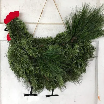 Luxury Rooster Chicken PVC Garland Wreath Festive Indoor Outdoor Party Decorations for Christmas New Year Outdoor Occasions