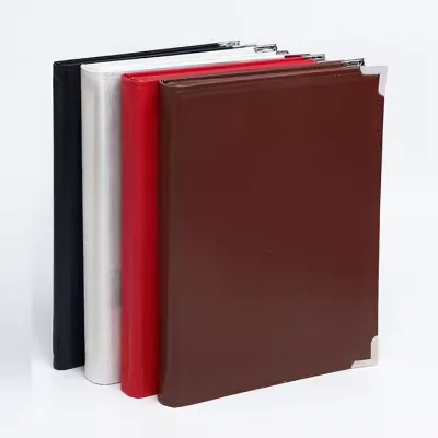 Custom Leather Menu Holder for Restaurant Coffee Bars Double Fold Panel Design with PVC Menu Compatibility Menu Covers