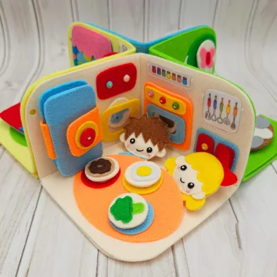 A suitable classroom felt storyboard for children's activities and a three-dimensional room layout learning board