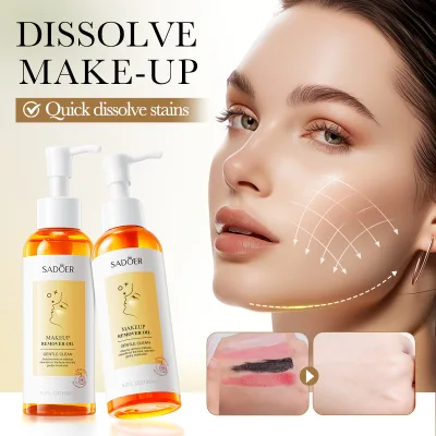 OEM SADOER Private Label Vegan Grapefruit Makeup Remover Oil Custom Natural Deep Cleansing Face Eye Lip Makeup Removing Oil
