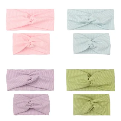 Ultra-Soft Solid Color Headband Knot Style for Summer Women's Hair Headband Mother-Child Headband Set