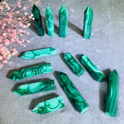 Wholesale Natural Stone Unique Swirl Pattern Malachite Crystal Towers for Decor Gift Crafts