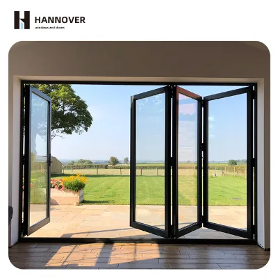 HANNOVER Heavy Duty Aluminum Folding Door Custom Mosquito Screen Sound Insulation Narrow Frame Folding Glass Courtyard Hotel
