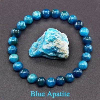 Wholesale 8mm Blue Apatite Beaded Bracelet High Quality Natural Simple Design Jade Gift Turquoise Quartz Amethyst Bracelet