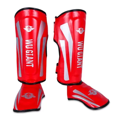 PU Leather Boxing Shin Guards with Reinforced Seams and High-Density Padding Impact-Resistant Gear Protection