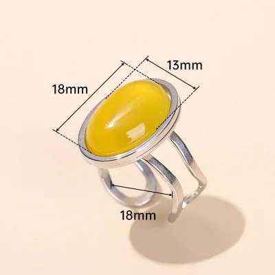 Fanyue Top Seller Agate tiger Eye Stone Oval Titanium Stainless Steel Ring with Natural Stones Wholesale Natural Stone Rings