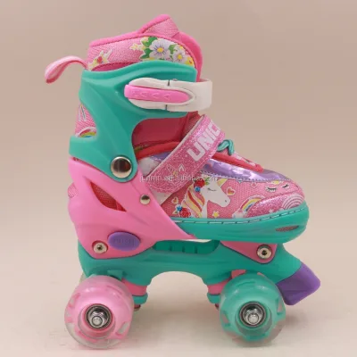 Wholesales Women Quad Roller Skate Patines Adjust Size Quad Flashing Roller