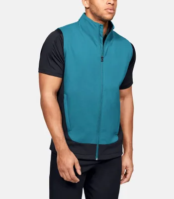 Custom Logo Stand Collar Full Zip Two Color Design Windproof Mens Golf Sleeveless Wind Breaker Vest