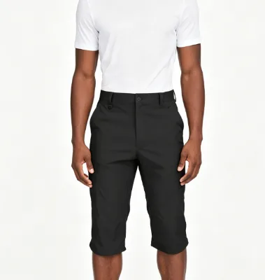 Men's Quick Dry Cargo Capri Pants Black Stretch 3/4 Length Hiking Shorts with Zipper Pockets for Outdoor Activities