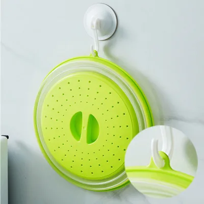 WXL620 Splatter Cover Heating Folding Cover Silicone Fresh Keeping Oilproof Splashproof Covers with Hook Foldable Microwave Lid