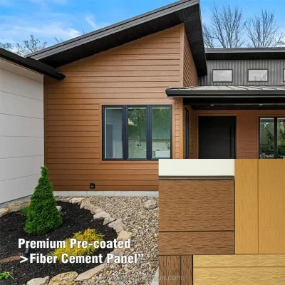 Weather-Resistant Coated Pre-Finished Fibre Cement Panels Easy-to-Install Wood Texture Building Exterior Decoration Material
