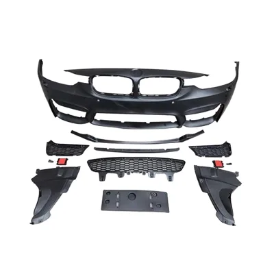 M3-Style Front Bumper Assembly Upgrade Kit for BMW 3-Series F30, PP Plastic, Primer Unpainted, Non-Hole Lower Grille