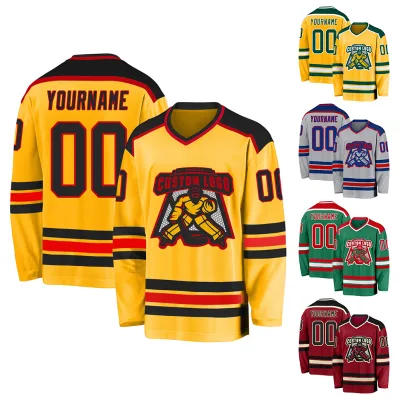 Sportswear Custom Color Hockey Jersey With Number 100% Polyester Breathable Custom Printed Ice Hockey Jersey