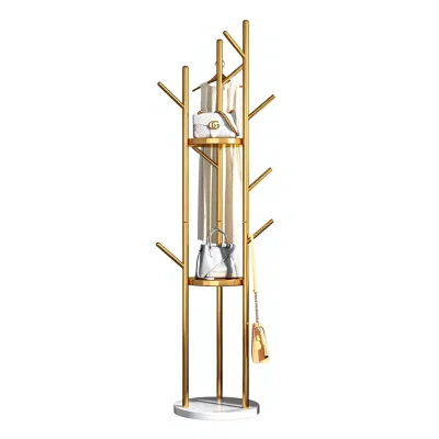 Simple Metal Floor-Standing Detachable Clothes Rack with Storage Shelves for Bedroom Dorm Balcony Clothing Store & Living Room