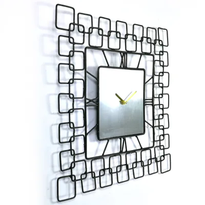 Factory Wholesale square Metal Wall Clock Home Decoration Wall Clock Retro Metal Wall Clock