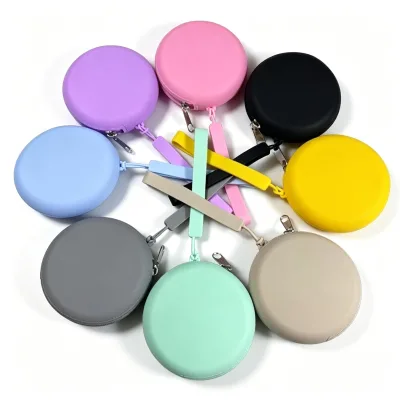 Round Coin Storage Bag with Red Envelope, Keychain, Earphones, Data Cables, Lightweight Digital Handbag