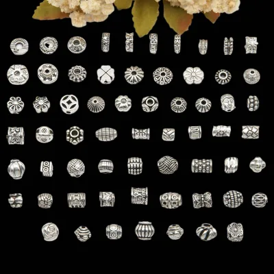 Ancient Silver Pumpkin Bead, Flower, Toothed Lotus, Spacer Beads, Pieces, Crystal Bracelet, Accessory, Braided Rope Mater