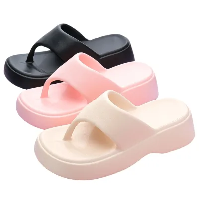 2023 New Summer Flat EVA Black White Flip Flops Thick Sole Mules Heeled Sandals Casual Slides Platform Slippers for Women