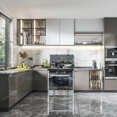 Innovative Modular Kitchen Cabinet Set Wood Storage Furniture with Unique Cupboard Design