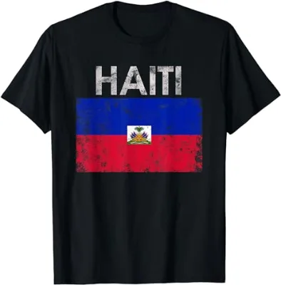 Wholesale Vintage Haiti Haitians Flag Pride Gift T-Shirt Print on Demand Haiti Flag Pattern Shirt Custom Sublimation Sport Tees