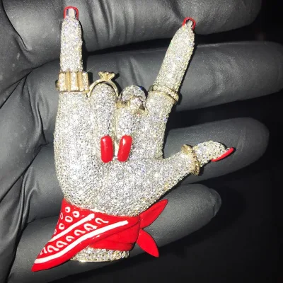 Hip Hop Jewelry High Quality Fashion Pendant Rock 'n' Roll Hand Sign Pendant Pass Diamond Test