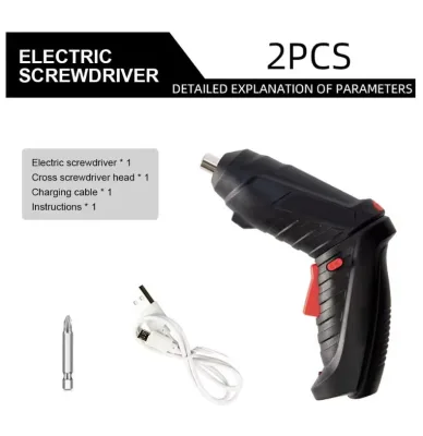 2pcs 3.6V 3.5N.m Max Torque Cordless Lithium Power Portable Rechargeable Electric Screwdriver with 4 Micro USB