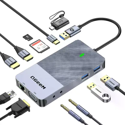 QGeeM USB 3.0 Docking Station M1 Compatible Dual Monitor USB C Laptop Docking Station  USB Adapter 4K Triple Display