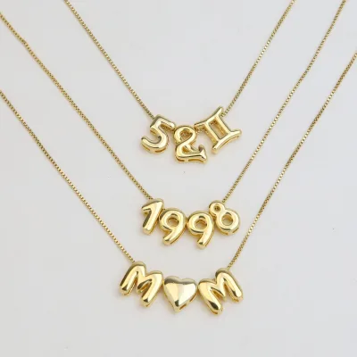 Classical Cute Initial Name Pendant Necklace 18K Gold Plated Personalized Brass Chains Initial a to Z Letter Necklace