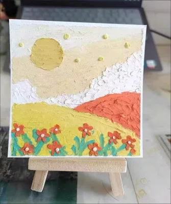 Portable Wooden Desktop Easel Painting Kit with Canvas & Mini Oil Pastels Eco Friendly Waterproof Art Supplies