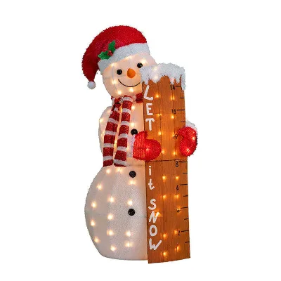 3D LED Outdoor Snowman Ornaments Christmas Holiday Decorations with Motif Lights for Outdoor Use