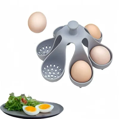 Wholesale Silicone Egg Poacher Steamer Set with Handle Non-Stick Quick Drain Boiler Pod for Boiled Eggs 4 6 Cells Tools