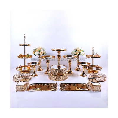 High Quality Gold Cake Stand Set 2 Tier Cake Stand for Party Dessert Stand