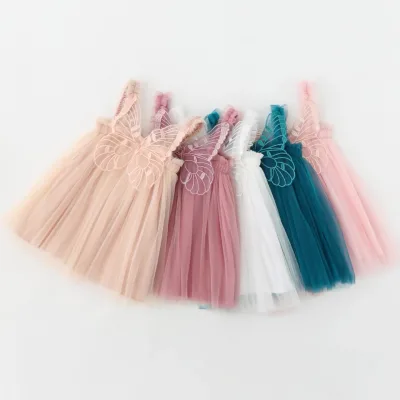 2025 Sweet Yarn Skirt Children's Dress Princess Skirt Wholesale Children's Skirt Summer New Suspender Girl's Dress Embroidered
