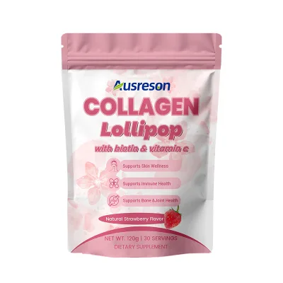 Ausreson OEM Marine Collagen Peptides Lollipop Beauty Supplements Women Sugar Free Multi Collagen Lollipop for Skin Whitening