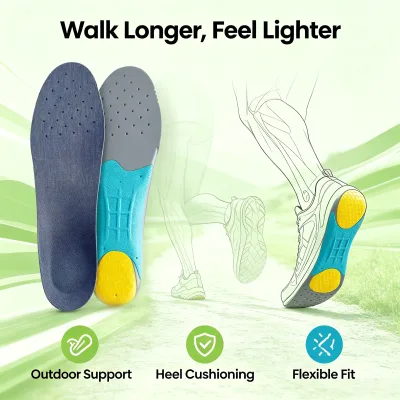 Breathable Flat Feet Orthotic Insoles with Perforated Ventilation Holes, Versatile Fit for All Day Standing Walking Comfort