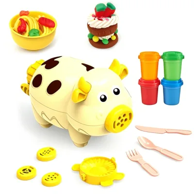 Children Pretend Play DIY Noddle Ice Cream Making Machine Clay Toys Color Plasticine Extruders Cutter Play Dough Tools for Kids