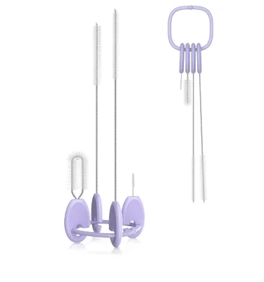 Standing Straw Cleaner Brush Set, 4in1 Reusable Straw Brushes with Holder Ring, for Wide and Narrow Straws, Tumblers