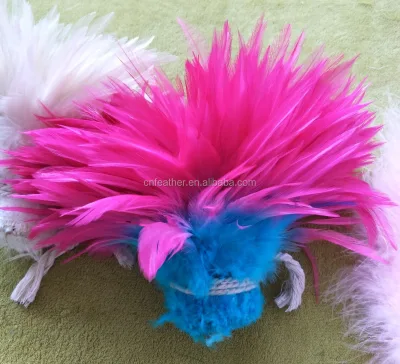 Wholesale Cheap 6-8" Two-tone Saddle Feather Strung Rooster Feathers 2 Colors Washed Pattern Carnival Party Use HX Feather