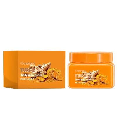 Turmeric Body Scrub Private Label Turmeric Brightening Gentle Cleaning Smoothing Moisturizing 280g in Jar Turmeric Body Scrub