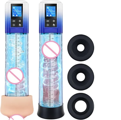 Electric Penis Pump Vacuum Sucking Male Masturbators Penis Enlargement 4 Training Modes 3 Sucking Vibrator 2 Silicone Case 100%
