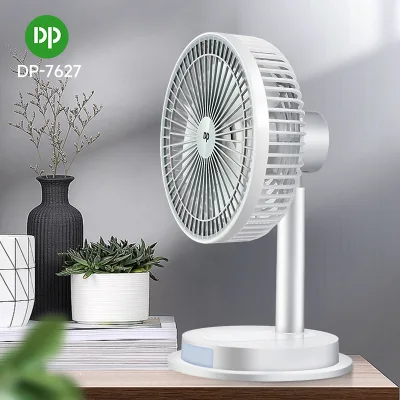 Portable Desktop Fan with LED Light Multi-Angle Rechargeable 4000mAh Lithium Battery Emergency Fan for Household