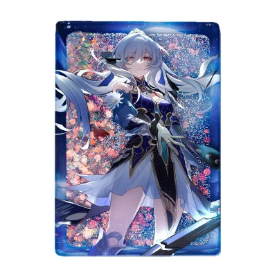 LY Brand Rectangle Acrylic Quicksand Mahjong Tile Keychain Personalized Liquid Glitter Shaker Anime Character Double Sided