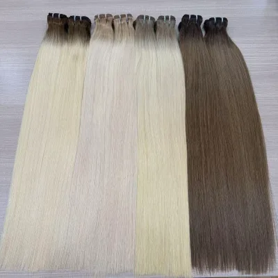 Wholesale High Quality Remy Peruvian Virgin Human Hair Weaving Extension Silky Straight 100g Machine Double Weft