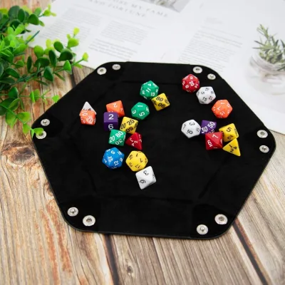 Customized 8 Inch Black PU Leather Dice Display Storage Tray for Table Games