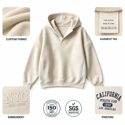 Women Men Unisex Oversized Hoodie V Neck Drop Shoulder 100% Cotton Acid Wash Embroidered Hooded Sweatshirt Streetwear Casual
