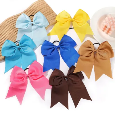 Large Solid Elastic Hair Ties with Bows New Boutique Kids Headwear Hair Accessories for Girls Perfect Gift