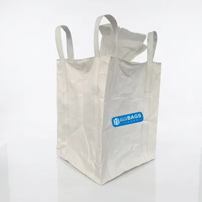 Tubular Body Dual Access Spout Ton Bag Cross Half Corner Lift Straps for Industrial Fertilizer Warehouse Stackable Bulk Shipment