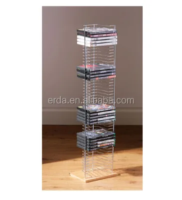 Floor Standing Wood Base 50 CDs DVD / CD Towers Rack